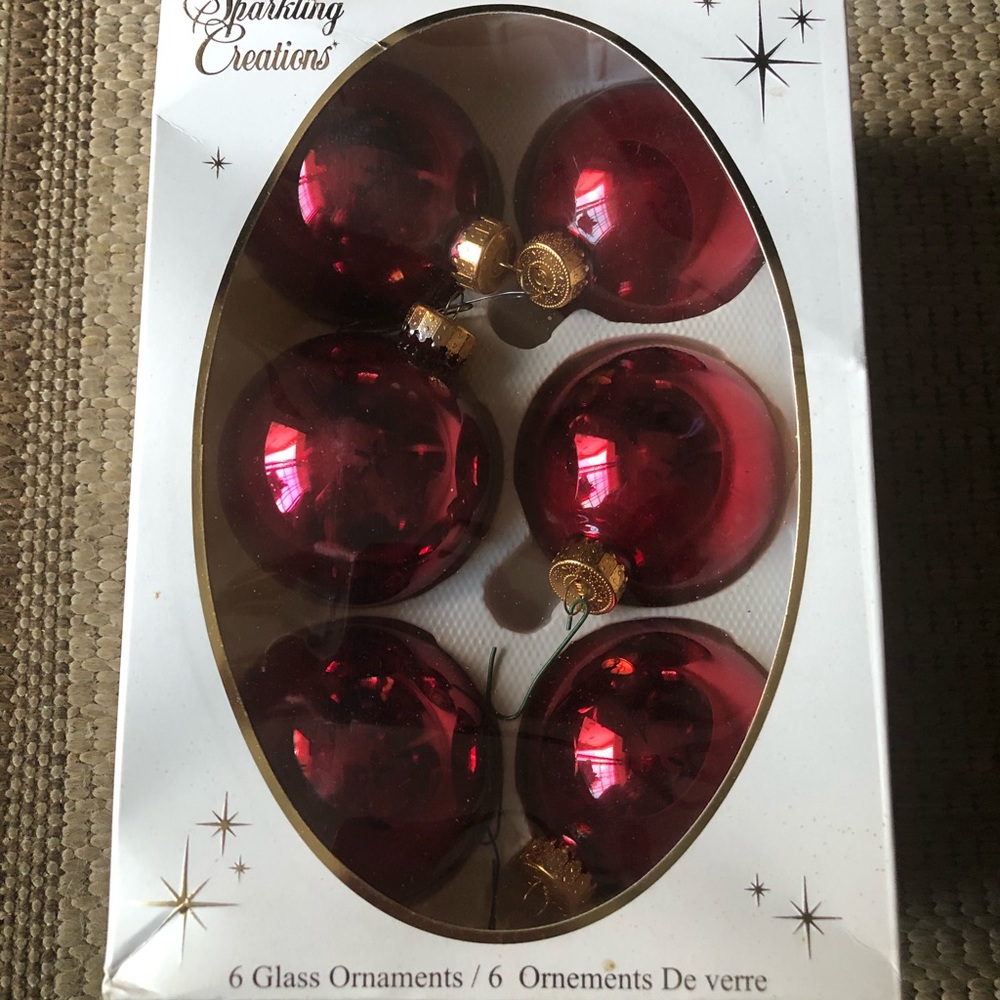 Vintage Sparkling Creations 6 Glass Red Ornaments